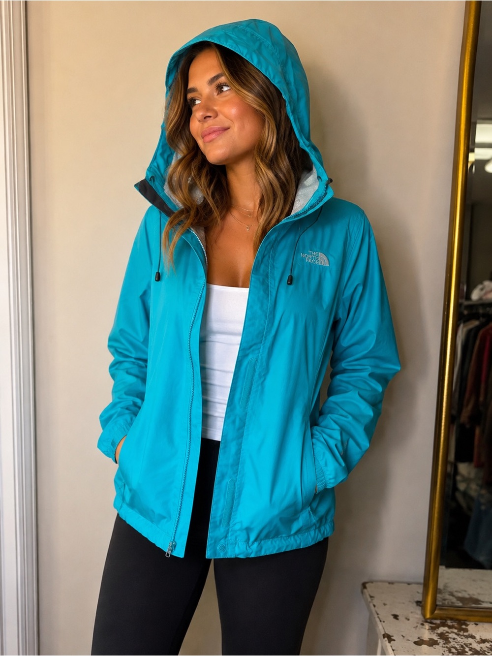 The North Face Women's Bright Teal Hooded Shell Jacket
